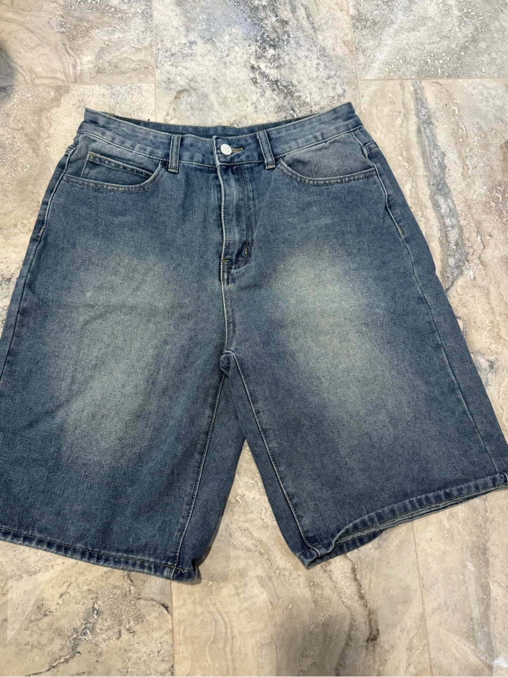 ROMWE Faded Blue Denim Bermuda Shorts